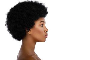 Face profile of young and cute african woman photo