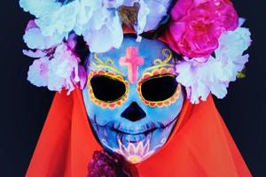 Creative image of Sugar Skull. Neon makeup. photo