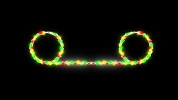 Christmas neon wreath garland design element Seamless loop animation transparent background with alpha channel video