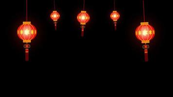 élément de conception de lanterne rouge nouvel an chinois animation en boucle parfaite fond transparent avec canal alpha video