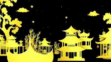 nouvel an chinois ville design élément boucle parfaite animation fond transparent avec canal alpha video