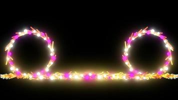 Christmas neon wreath garland design element Seamless loop animation transparent background with alpha channel video