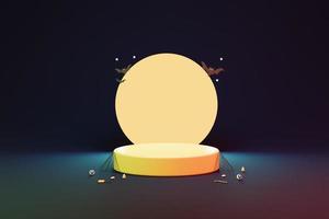 halloween with pumpkin and empty minimal podium pedestal product display background 3d illustration photo