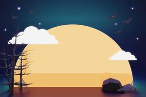 halloween with pumpkin and empty minimal podium pedestal product display background 3d illustration photo