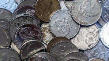 pile of rupiah coins as background photo