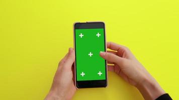 Scroll on Smartphone with Green Mock-up Screen Chroma Key, tracking points. video