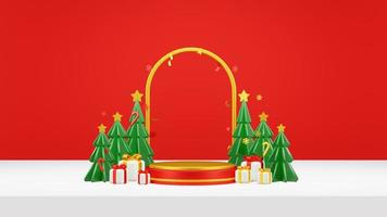 Merry Christmas 3D Render Composition With Ornament For Event Sale Social Media And Landing Page photo