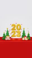 Merry Christmas 3D Render Composition With Ornament For Event Sale Social Media And Landing Page photo