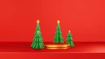 Merry Christmas 3D Render Composition With Ornament For Event Sale Social Media And Landing Page photo