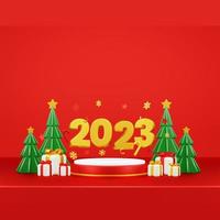 Happy New Year 2023 3D Render Composition With Ornament For Event Promotion Social Media And Landing Page photo