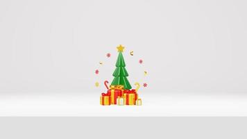 feliz navidad 3d renderizar composición con adornos para venta de eventos redes sociales y página de inicio foto