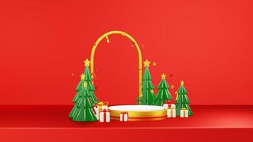 Merry Christmas 3D Render Composition With Ornament For Event Sale Social Media And Landing Page photo