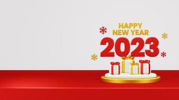 feliz año nuevo 2023 composición de renderizado 3d con adorno para promoción de eventos redes sociales y página de inicio foto