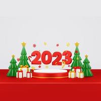 Merry Christmas 3D Render Composition With Ornament For Event Sale Social Media And Landing Page photo