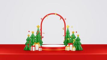 Merry Christmas 3D Render Composition With Ornament For Event Sale Social Media And Landing Page photo