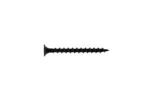 Black drywall screw isolated on white background photo