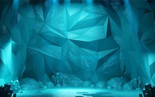 Ice cave tunnel polygonal blue underwater background glacier photo