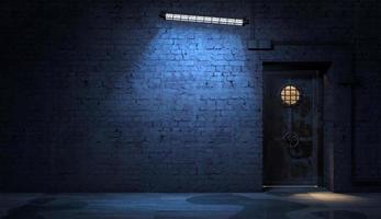 Brick wall of a street facade at night photo