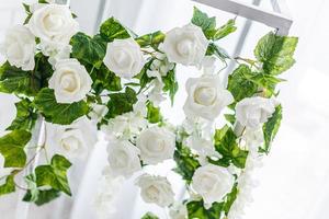 Floral background of white flowers photo