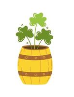 Barrel of clover St. Patrick's Day Vector illustration flat style