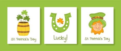 Postcards Set St. Patrick's Day Vector Illustration Flat Style