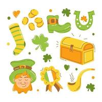 conjunto de elementos vectoriales de san patricio para el estilo plano de ilustración vectorial de vacaciones vector