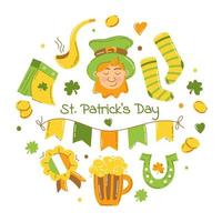 Saint Patrick set of vector elements for the holiday Vector illustration flat style