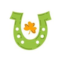 Horseshoe with clover St. Patrick's Day Vector illustration flat style