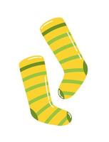 Yellow Striped Socks St. Patrick's Day Vector Illustration Flat Style