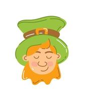 duende con sombrero verde personaje st. día de patrick ilustración vectorial estilo plano vector