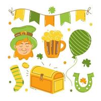 conjunto de elementos vectoriales de san patricio para el estilo plano de ilustración vectorial de vacaciones vector