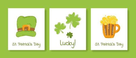 Postcards Set St. Patrick's Day Vector Illustration Flat Style