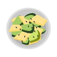 cucumber and melon salad with black sesame seeds on a plate vector