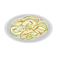 spicy salad with cucumber and garlic pepper on a plate vector