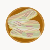 Vegetable spring rolls in rice paper are on a plate vector