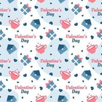 Happy Valentine's Day Seamless Pattern Design with Decoration in Template Hand Drawn Cartoon Flat Illustration vector