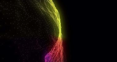 Abstract background with bright beautiful multi-colored glowing energy magical waves and lines of particles turning into tunnels in high resolution 4k animation motion design video