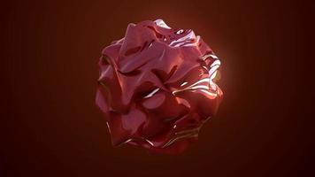 morphing d'une sphère rouge, une boule de fluide fondu irisé brillant magnifique brillant sur un fond bleu foncé. fond abstrait. vidéo en haute qualité 4k, motion design video