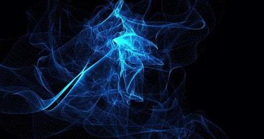 astratto sfondo con blu bellissimo Fumo a partire dal onde e Linee energia hi-tech magico laser neon con splendore effetto. salvaschermo bellissimo video animazione nel alto risoluzione 4k