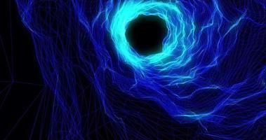 astratto sfondo con luminosa bellissimo blu raggiante energia Magia onde e Linee a partire dal triangoli svolta in tunnel nel alto risoluzione 4k animazione movimento design video