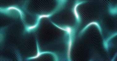 fundo abstrato azul sobre um fundo preto ondas brilhantes de linhas de neon listras e pontos futuristas de alta tecnologia com efeito de brilho, protetor de tela, vídeo em alta qualidade 4k video