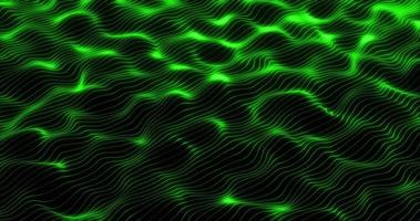 Green energy waves from particle dots and stripes lines glowing futuristic beautiful. Abstract background, screensaver, video in high quality 4k