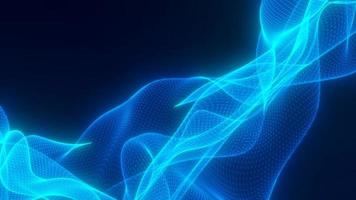 azul abstrato brilhando com ondas mágicas de energia de fogo brilhante de linhas em um fundo escuro. fundo abstrato. vídeo em 4k de alta qualidade, design de movimento