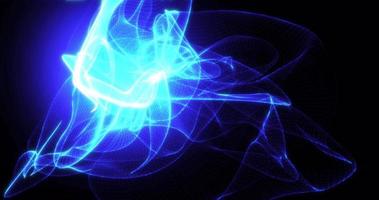 astratto sfondo con blu bellissimo Fumo a partire dal onde e Linee energia hi-tech Magia laser neon con splendore effetto. salvaschermo bellissimo video animazione nel alto risoluzione 4k
