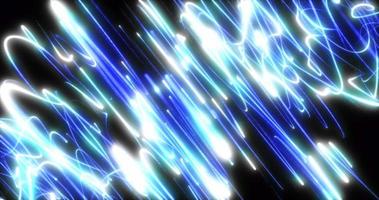 Abstract background blue diagonal pixel particles and lines flying in waves of futuristic hi-tech with the effect of a glow and blurring the background, screensaver, video in high quality 4k