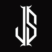 JS Logo monogram with horn shape design template vector
