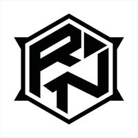 plantilla de diseño de monograma de logotipo rn vector