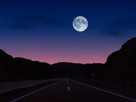 full moon on high way to sharm el sheikh mountains way photo