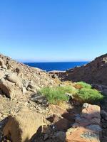 Beautiful sea view of the red sea from over Sinai mountains photo