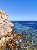 Beautiful sea view of the red sea from over Sinai mountains photo